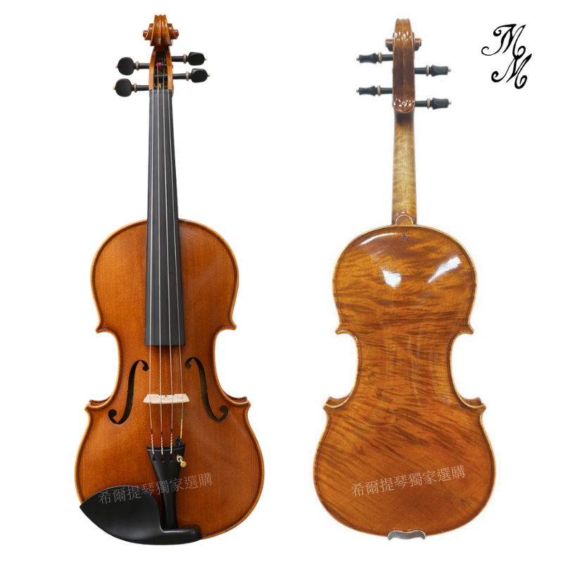 希爾提琴獨家選購 11 | 希爾提琴 HEL Violins Two violins displayed side by side, showing the front and back views against a white background.